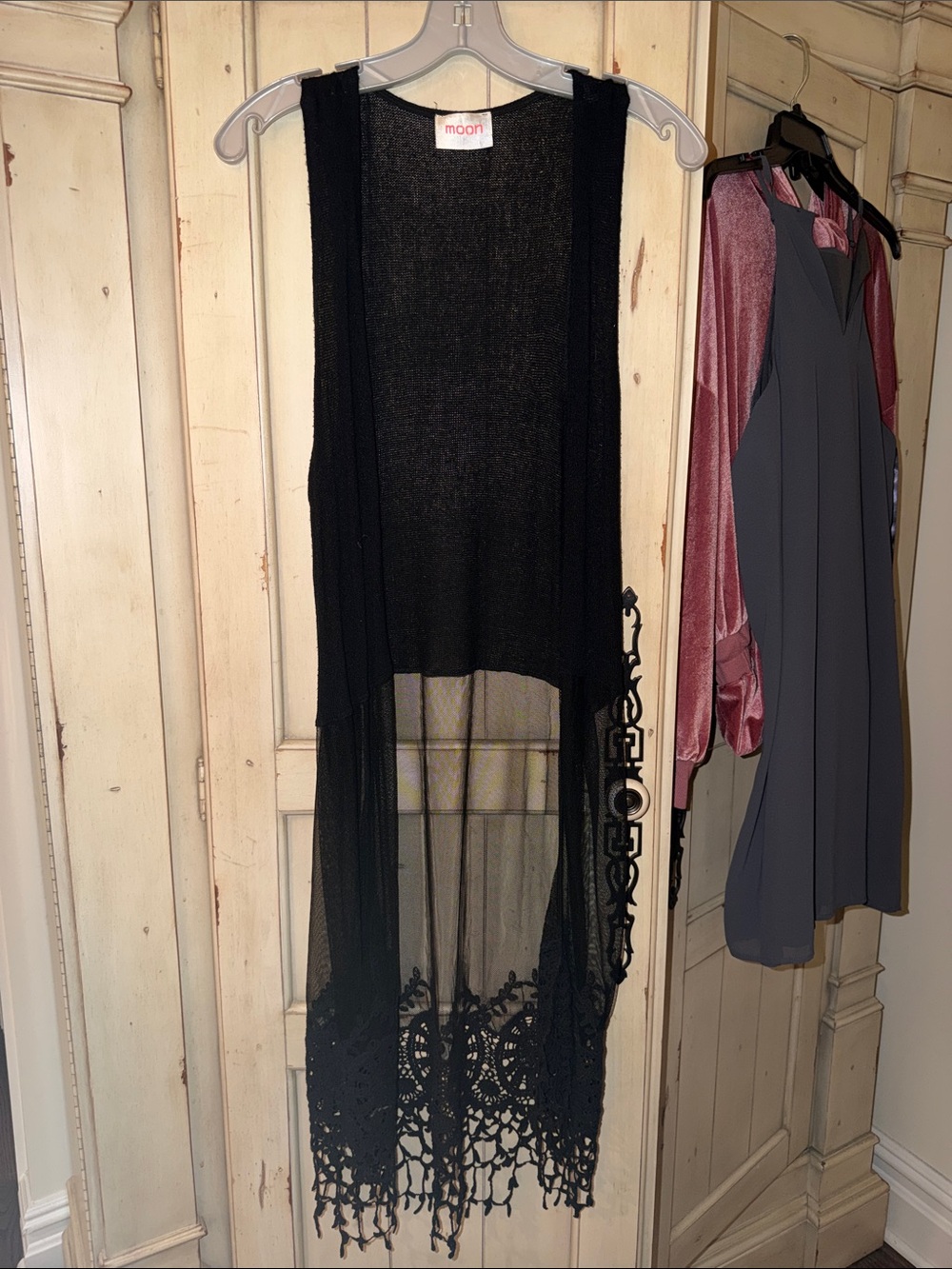 Black Crochet Sheer Curtain Panel - Brand Unknown